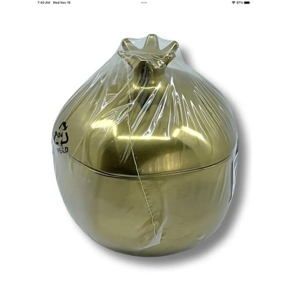 NEW IKEA AROMATISK Gold Pomegranate Decorative Trinket Box w Lid - 4” MCM Decor - Picture 5 of 6